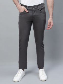 Cantabil - Men Grey Solid Stretchable Casual Trouser