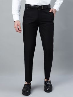 Cantabil - Men Black Non Pleated Solid Formal Trouser