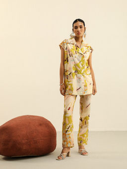 Label Deepika Nagpal - Yellow Diana Co-ord -softpine (Set of 2)
