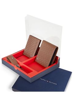 Tommy Hilfiger - Brian Men Leather Wallet & Card Case & Keyfob Gift Set - Brown