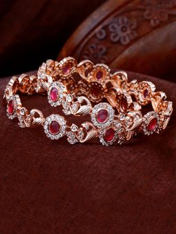 Estele - Rose Gold Plated CZ Peacock Designer Bangle for Women
