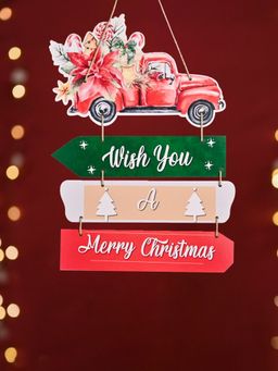 DecorTwist - Wooden Wall Hanging for Christmas Multicolor