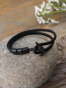 Sohi - Women Anchor Leather Bracelet - Black