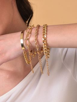 Sohi - Women Chain Link Multi-Strand Bracelet - Gold