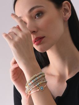 Sohi - Multi-Colour Gold Plated Beaded Bracelet