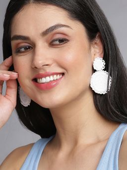 Sohi - Women Beaded Drop Earrings - White
