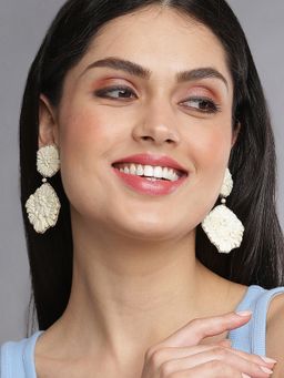Sohi - Women Floral Drop Earrings - Beige