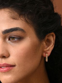 Sohi - Women Dented Hoop Earrings - Gold