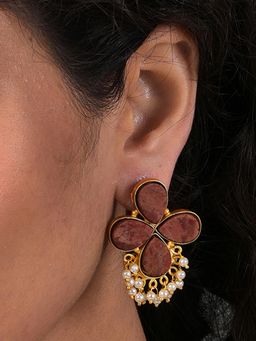 Sohi - Women Uncut Drop Earrings - Brown