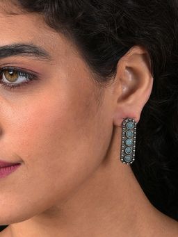 Sohi - Women Oxidized Stud Earrings - Blue