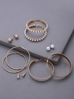 Sohi - Women Contemporary White Hoop Earrings