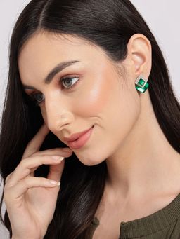 Sohi - Women Geometric Drop Earrings - Green