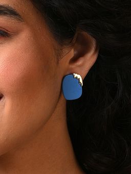 Sohi - Gold Plated Designer Blue Drop Earrings
