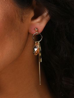 Sohi - Gold Plated Designer Stone Drop Earring