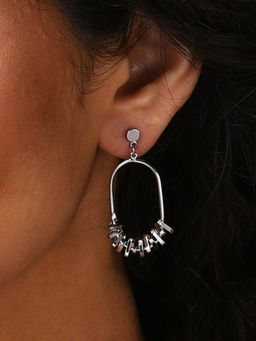 Sohi - Silver Plated Designer Stone Drop Earring