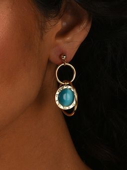 Sohi - Gold Plated Designer Stone Drop Earring
