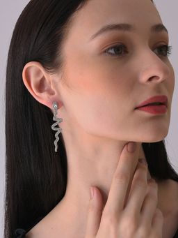 Sohi - Silver Plated Designer Stone Drop Earring