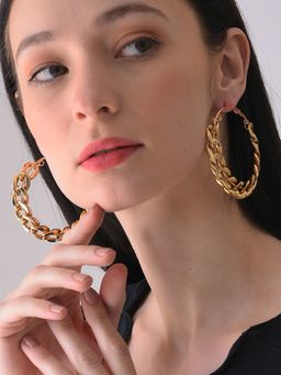 Sohi - Gold Plated Designer Hoop Earring