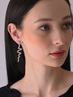 Sohi - Silver Plated Designer Stone Drop Earring