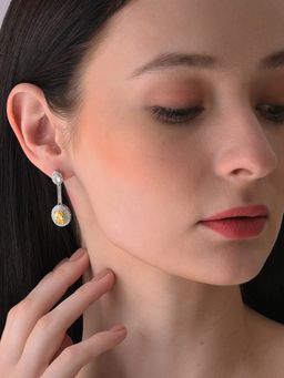 Sohi - Silver Plated Designer Stone Drop Earring