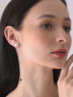 Sohi - Silver Plated Pearls Drop Earring