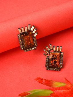 Sohi - Silver Plated Designer Stone Drop Earrings