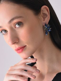Sohi - Silver Plated Designer Stone Drop Earrings