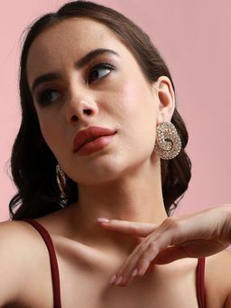 Sohi - Women Gold & Silver Spiral Bling Stud Earrings