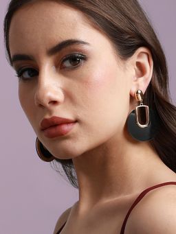 Sohi - Women Black Circular Drop Earrings
