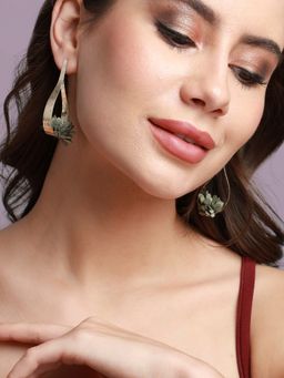 Sohi - Women Gold Floating Flora Drop Earrings