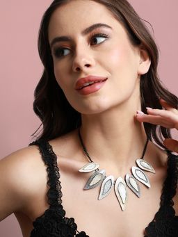 Sohi - Dented Multi-Colour Leaf Necklace