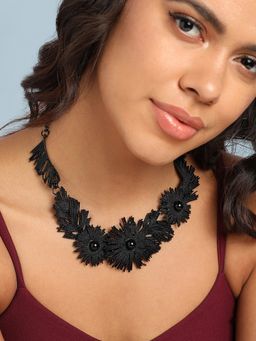 Sohi - Floral Black Necklace
