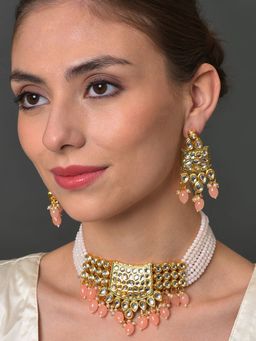 Sohi - Kundan Beads Gold Plated Choker Jewellery Set