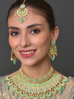 Sohi - Kundan Gold Plated Choker Jewellery Set