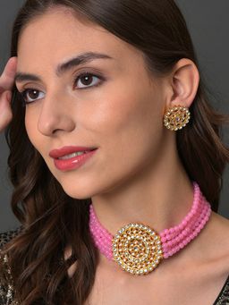 Sohi - Gold Plated Designer Stone Choker Jewellery Set