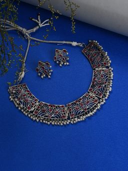 Sohi - Silver Plated Designer Stone Jewellery Set