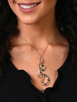 Sohi - Gold Plated Designer Green Stone Necklace