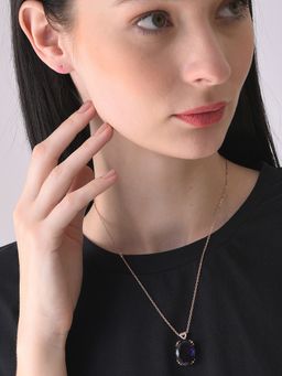 Sohi - Gold Plated Designer Purple Stone Necklace