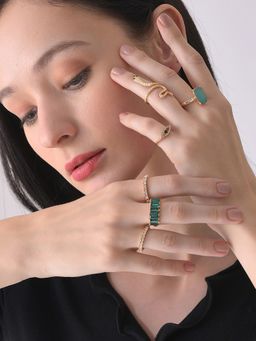 Sohi - Gold Plated Designer Stone Blue Ring