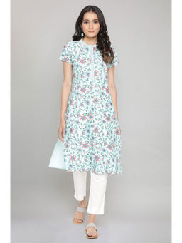 Aurelia - Blue Cotton Floral Kurta