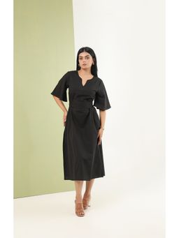 Sugnaa - Tie-up Midi Dress - Kohl Black