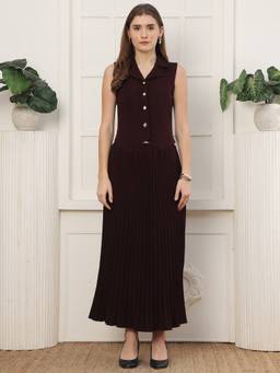 JAKANARY - Lapel Collar Waist coat with Skirt Co Ord Set