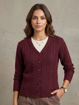 CAYMAN - Women Cable Knit Woollen Cardigan