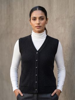 CAYMAN - Women Cable Knit Woollen Sweater Vest