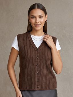 CAYMAN - Women Cable Knit Woollen Sweater Vest