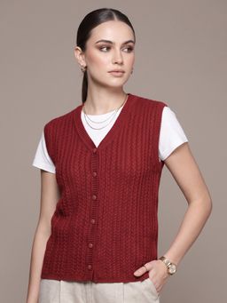 CAYMAN - Women Cable Knit Woollen Sweater Vest