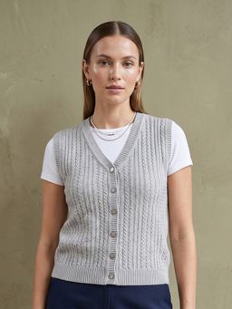 CAYMAN - Women Cable Knit Woollen Sweater Vest