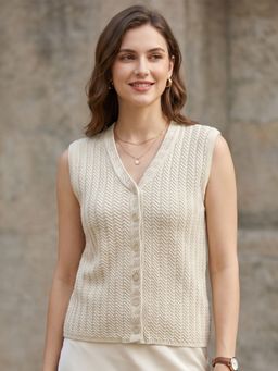 CAYMAN - Women Cable Knit Woollen Sweater Vest
