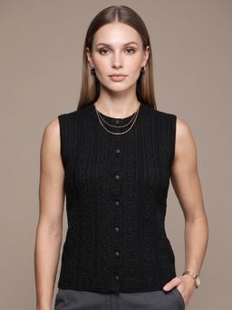 CAYMAN - Women Cable Knit Woollen Sweater Vest