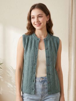 CAYMAN - Women Cable Knit Woollen Sweater Vest